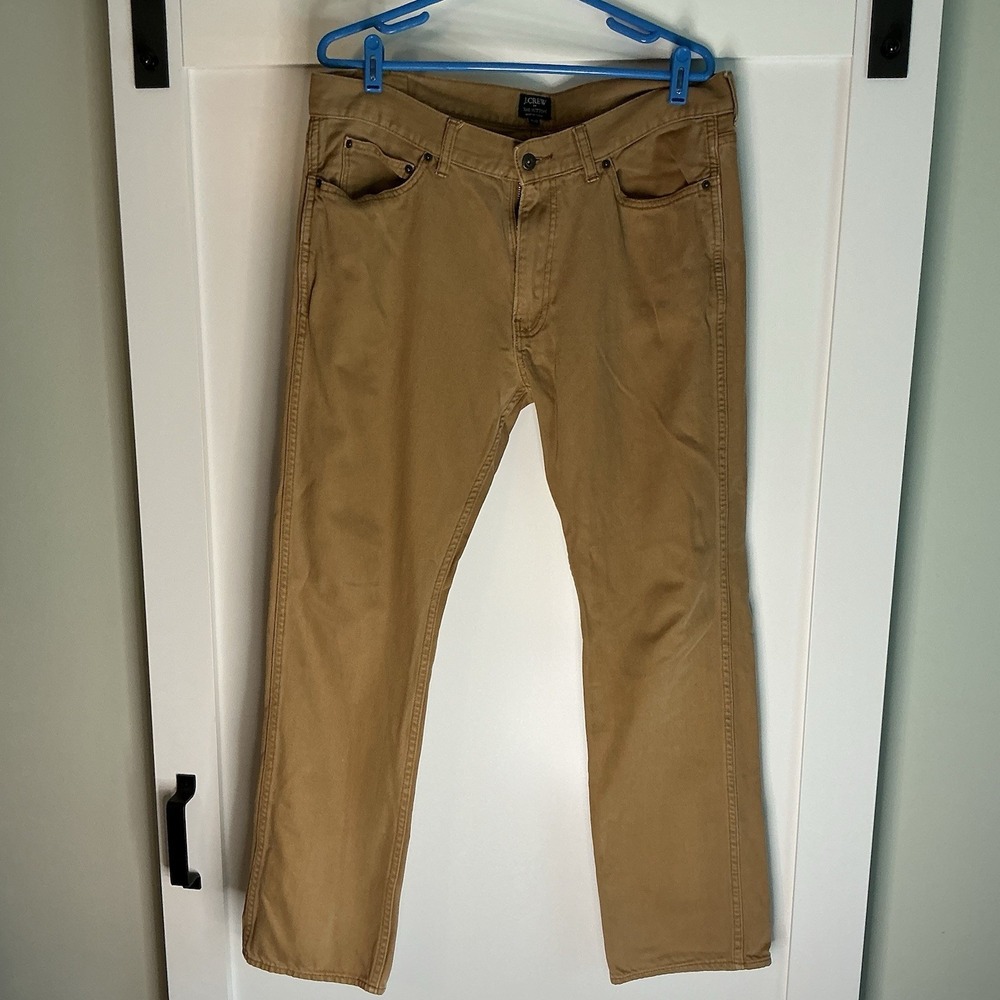 J.CREW 35 x 32‎ Khaki Pants Sutton Straight Fit Chino Tan Slim Flat Front Preppy